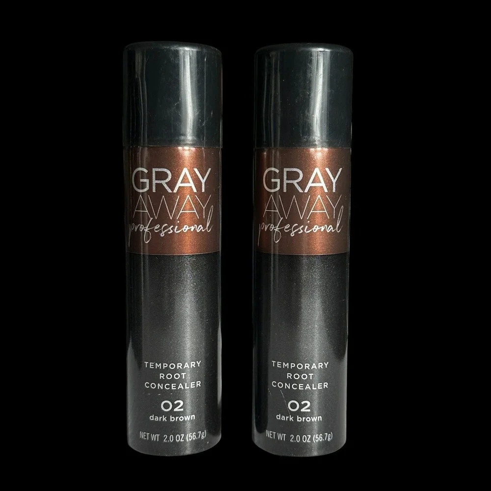 2 Pack Gray Away Professional Temporary Root Concealer 02 Dark Brown 2oz Spray